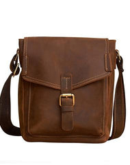 Vintage Leather Small Messenger Bag Shoulder Bag Crossbody For Men - iwalletsmen
