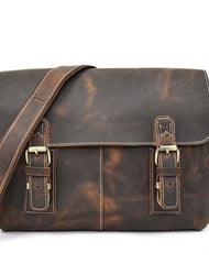 Leather Men Vintage Coffee Messenger Bag Shoulder Bag for Men - iwalletsmen