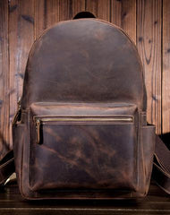 Cool Leather Mens Large Backpack Travel Backpack Vintage School Backpack for Men - iwalletsmen