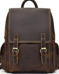 Leather Mens Cool Backpack Large Coffee Travel Bag Hiking Bag For Men - iwalletsmen