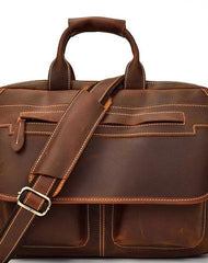 Vintage Cool Leather Briefcase Handbag Business Briefecases Shoulder Bag for men - iwalletsmen