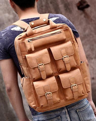 Cool Mens Leather Vintage Backpack Large Travel Backpack Hiking Backpack For Men - iwalletsmen
