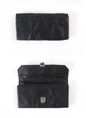 Vintage Black Leather Mens Womens Long Wallet Black Clutch Wallet Phone Wallet For Men - iwalletsmen