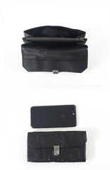 Vintage Black Leather Mens Womens Long Wallet Black Clutch Wallet Phone Wallet For Men - iwalletsmen