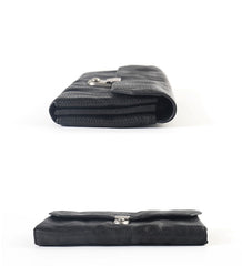 Vintage Black Leather Mens Womens Long Wallet Black Clutch Wallet Phone Wallet For Men - iwalletsmen