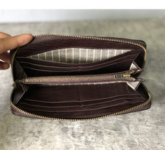Fashion Black Leather Mens Long Wallet Brown ZIpper Long Wallet Coffee Clutch Wallet Men - iwalletsmen