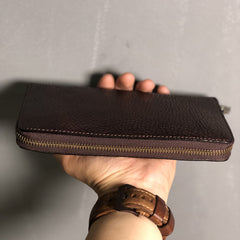 Fashion Black Leather Mens Long Wallet Brown ZIpper Long Wallet Coffee Clutch Wallet Men - iwalletsmen