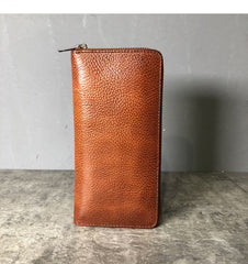 Fashion Black Leather Mens Long Wallet Brown ZIpper Long Wallet Coffee Clutch Wallet Men - iwalletsmen