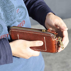 Fashion Black Leather Mens Long Wallet Brown Chain Wallet Biker Chain Wallet Clutch Men - iwalletsmen