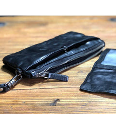 Fashion Black Leather Mens Long Wallet Brown Wristlet Wallet Phone Chain Wallet Clutch Men - iwalletsmen