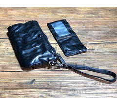 Fashion Black Leather Mens Long Wallet Brown Wristlet Wallet Phone Chain Wallet Clutch Men - iwalletsmen