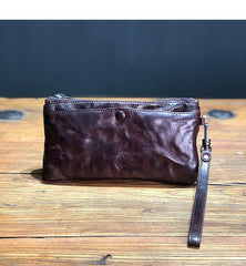 Fashion Black Leather Mens Long Wallet Brown Wristlet Wallet Phone Chain Wallet Clutch Men - iwalletsmen