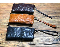 Fashion Black Leather Mens Long Wallet Brown Wristlet Wallet Phone Chain Wallet Clutch Men - iwalletsmen