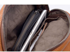 Fashion Brown Leather Men Sling Pack Chest Bag Sling Bag Cool Coffee Leather One Shoulder Backpack For Men - iwalletsmen