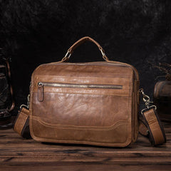 Brown Men's Small Professional Briefcase 10‘’ Laptop Handbag Business Shoulder Bag For Men - iwalletsmen
