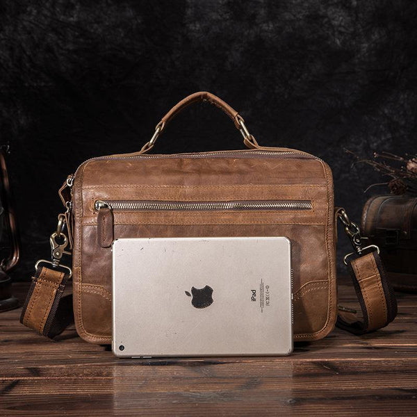 Brown Men's Small Professional Briefcase 10‘’ Laptop Handbag Business Shoulder Bag For Men - iwalletsmen