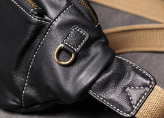 Best Black Leather Fanny Pack Men's Black Chest Bag Best Hip Bag Waist Bag For Men - iwalletsmen