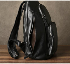 Fashion Leather Men's 15 inches Computer Backpack Black Large Travel Backpack Black Large College Backpack For Men - iwalletsmen