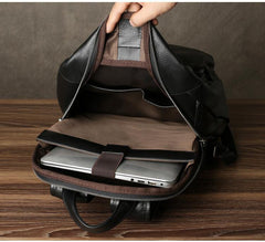 Fashion Leather Men's 15 inches Computer Backpack Black Large Travel Backpack Black Large College Backpack For Men - iwalletsmen