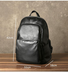 Fashion Leather Men's 15 inches Computer Backpack Black Large Travel Backpack Black Large College Backpack For Men - iwalletsmen