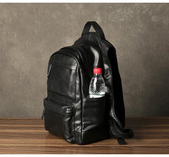 Fashion Leather Men's 15 inches Computer Backpack Black Large Travel Backpack Coffee Large College Backpack For Men - iwalletsmen