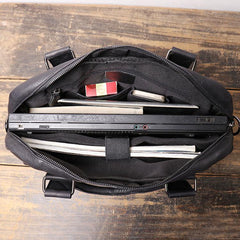 Fashion Leather Mens  Black Laptop Work Bag Handbag Black Briefcase Shoulder Bags Business Bags For Men - iwalletsmen