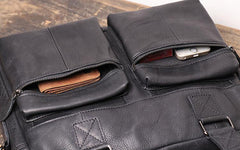 Fashion Leather Mens  Black Laptop Work Bag Handbag Black Briefcase Shoulder Bags Business Bags For Men - iwalletsmen