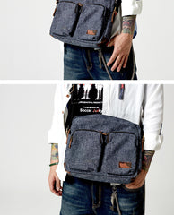 Fashion Oxford Cloth Leather Mens Ancient Red Side Bag Messenger Bags Ancient Gray Oxford Cloth Courier Bag for Men - iwalletsmen
