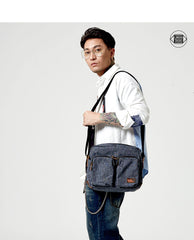 Fashion Oxford Cloth Leather Mens Ancient Red Side Bag Messenger Bags Ancient Gray Oxford Cloth Courier Bag for Men - iwalletsmen