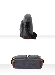 Fashion Oxford Cloth Leather Mens Ancient Red Side Bag Messenger Bags Ancient Gray Oxford Cloth Courier Bag for Men - iwalletsmen