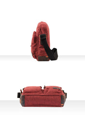 Fashion Oxford Cloth Leather Mens Ancient Red Side Bag Messenger Bags Ancient Gray Oxford Cloth Courier Bag for Men - iwalletsmen