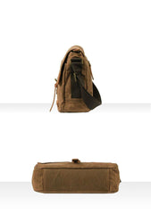 Fashion Waxed Canvas Leather Mens Army Green Side Bags Messenger Bags Khaki Casual Canvas Courier Bag for Men - iwalletsmen