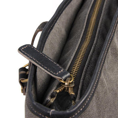 Fashion Vertical Canvas Leather Mens Courier Bag Crossbody Bag Messenger Bags Khaki Canvas Postman Bag for Men - iwalletsmen