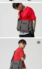 Fashion Canvas Leather Mens Side Bags Messenger Bags Khaki Canvas Courier Bag for Men - iwalletsmen