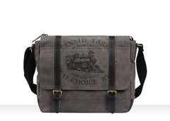 Fashion Canvas Leather Mens Side Bags Messenger Bags Khaki Canvas Courier Bag for Men - iwalletsmen