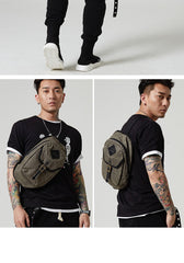 Fashion Waxed Canvas Mens Sling Bag Canvas Sling Pack Blue Canvas Sling Backpack for Men - iwalletsmen