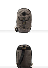 Fashion Waxed Canvas Mens Sling Bag Canvas Sling Pack Blue Canvas Sling Backpack for Men - iwalletsmen