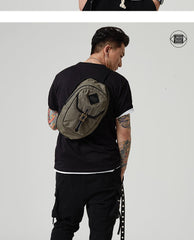 Fashion Waxed Canvas Mens Sling Bag Canvas Sling Pack Blue Canvas Sling Backpack for Men - iwalletsmen