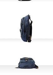 Fashion Waxed Canvas Mens Sling Bag Canvas Sling Pack Blue Canvas Sling Backpack for Men - iwalletsmen
