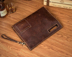 Fashion Black Mens Leather 10 inches Mens Gray Messenger Bag Brown Courier Bag Clutch Bag for Men - iwalletsmen