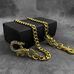 Cool Brass Mens Chinese Dragon Hooks 18‘’ Key Chain Long Pants Chain Wallet Chain Motorcycle Wallet Chain for Men - iwalletsmen