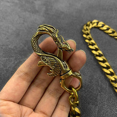 Cool Brass Mens Chinese Dragon Hooks 18‘’ Key Chain Long Pants Chain Wallet Chain Motorcycle Wallet Chain for Men - iwalletsmen