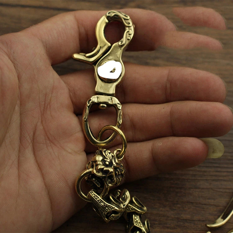  Men's Brass Vertebrae Wallet Chain with Hook