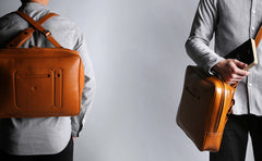 Fashion Brown PU Leather Casual Men's Messenger Bag Backpack Laptop Briefcase For Men - iwalletsmen