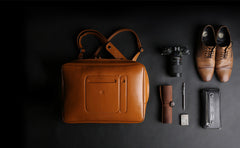 Fashion Brown PU Leather Casual Men's Messenger Bag Backpack Laptop Briefcase For Men - iwalletsmen
