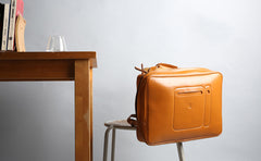 Fashion Brown PU Leather Casual Men's Messenger Bag Backpack Laptop Briefcase For Men - iwalletsmen