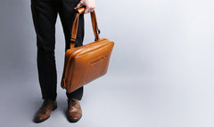 Fashion Brown PU Leather Casual Men's Messenger Bag Backpack Laptop Briefcase For Men - iwalletsmen