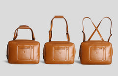 Fashion Brown PU Leather Casual Men's Messenger Bag Backpack Laptop Briefcase For Men - iwalletsmen