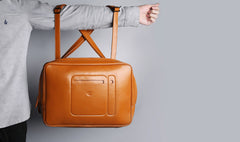 Fashion Brown PU Leather Casual Men's Messenger Bag Backpack Laptop Briefcase For Men - iwalletsmen