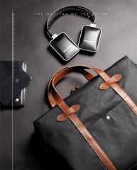 Fashion PVC Canvas Black Men's Large Handbag Briefcase Business Laptop Business For Men - iwalletsmen